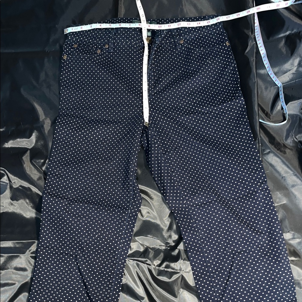 Ralph Lauren Navy Polka Dot Straight Leg Pants